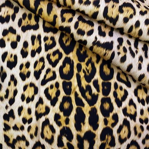 Ткань Джинса  бежевого цвета с принтом леопард 12625